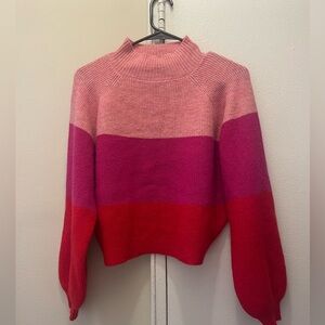 NWT Aqua Pink Color Block Sweater; Size XS